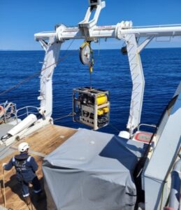 The ROV being deployed from Janus II.